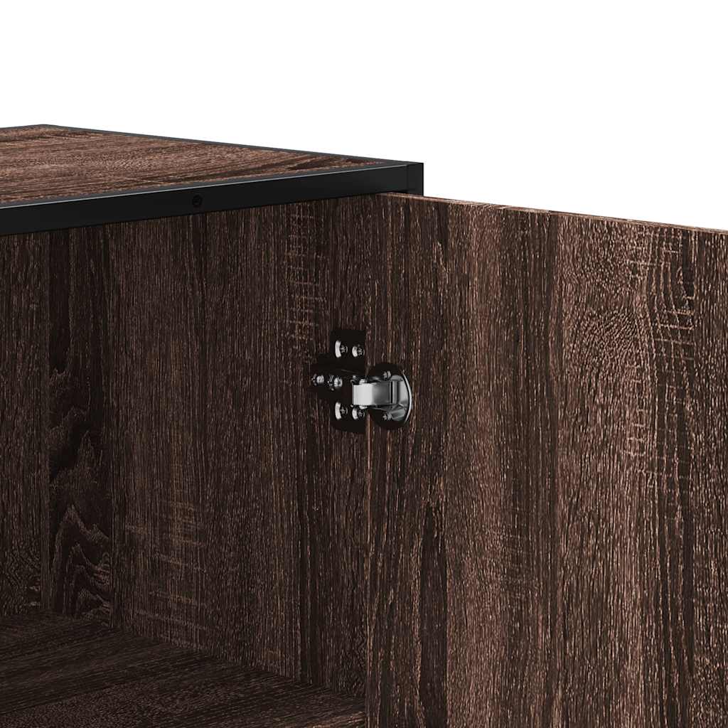 Hoge kast 35,5x35x139 cm bewerkt hout en metaal bruin eiken