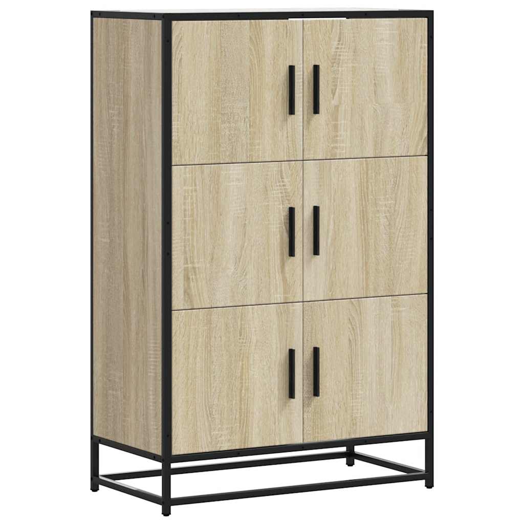 Hoge kast 68x35x106,5 cm bewerkt hout en metaal sonoma eiken
