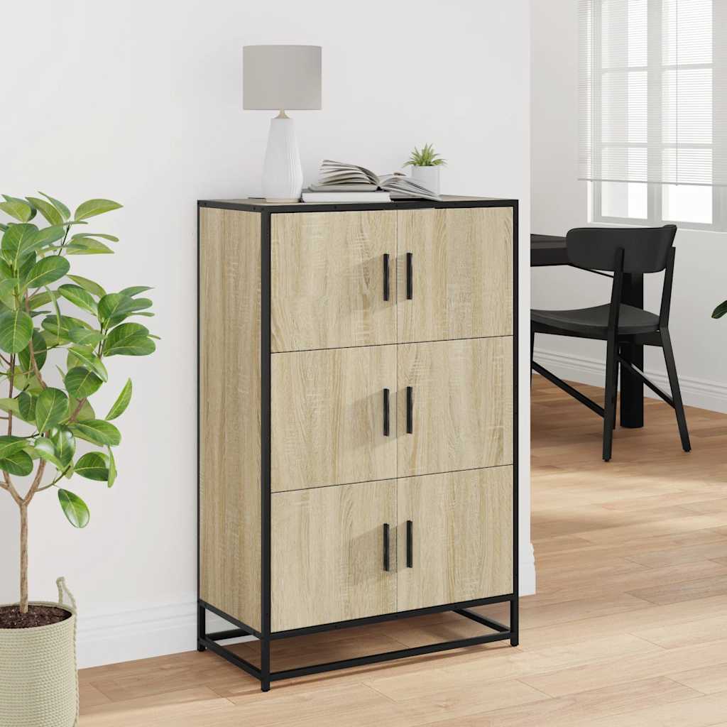 Hoge kast 68x35x106,5 cm bewerkt hout en metaal sonoma eiken