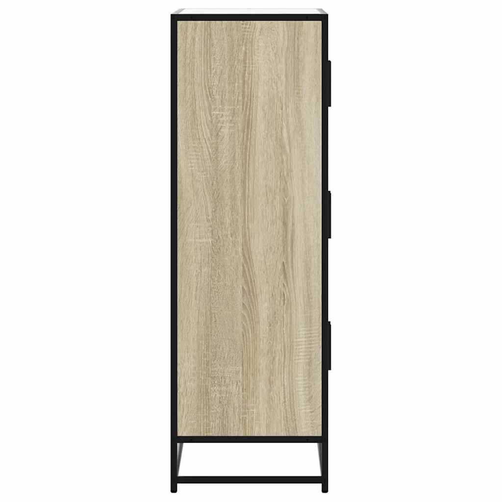 Hoge kast 68x35x106,5 cm bewerkt hout en metaal sonoma eiken