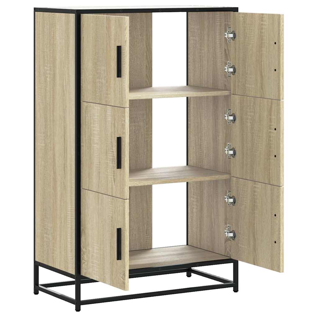 Hoge kast 68x35x106,5 cm bewerkt hout en metaal sonoma eiken