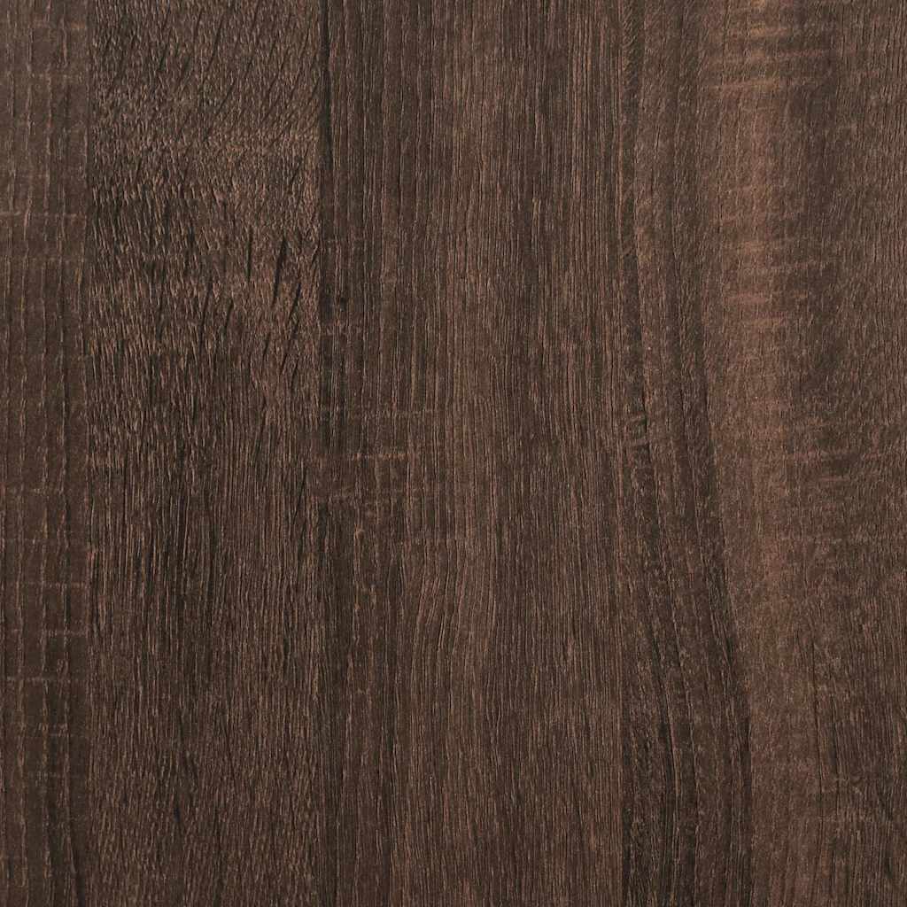 Hoge kast 68x35x106,5cm bewerkt hout en metaal bruin eikenkleur