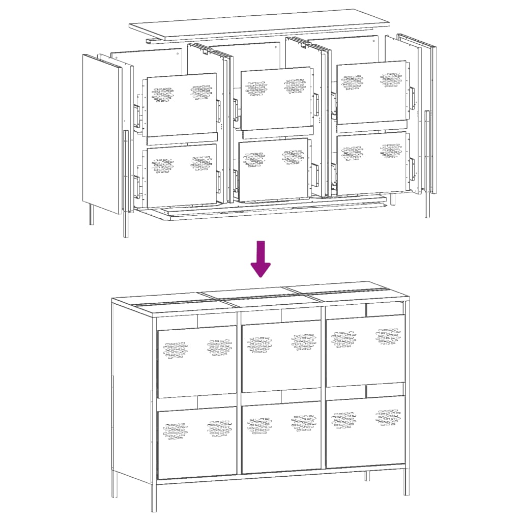 Dressoir 101,5x39x73,5 cm koudgewalst staal mosterdgeel