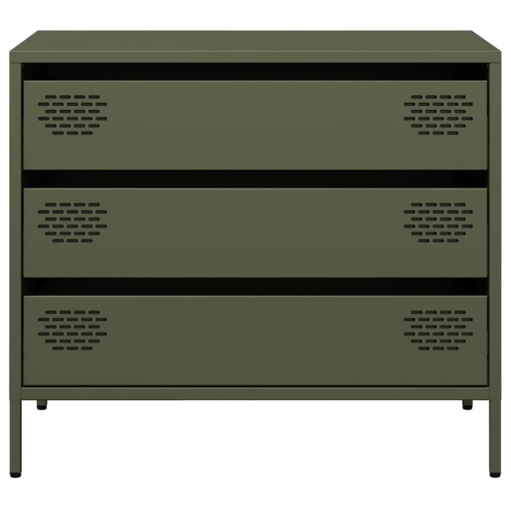 Dressoir 68x39x58,5 cm koudgewalst staal olijfgroen