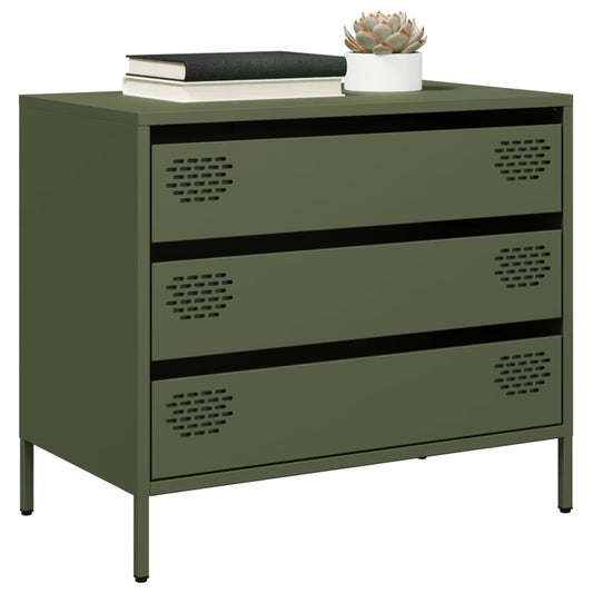 Dressoir 68x39x58,5 cm koudgewalst staal olijfgroen