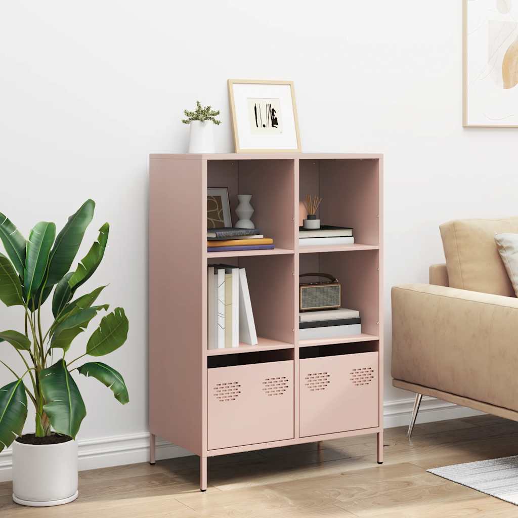 Hoge kast 68x39x103,5 cm staal roze
