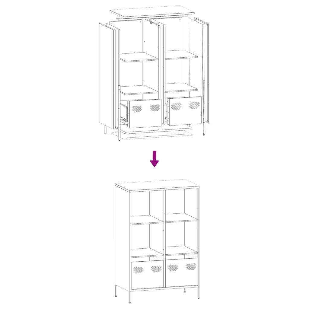 Hoge kast 68x39x103,5 cm staal wit