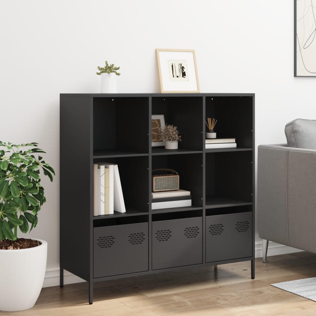Hoge kast 101,5x39x103,5 cm staal zwart
