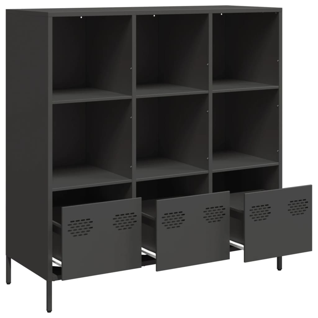 Hoge kast 101,5x39x103,5 cm staal zwart