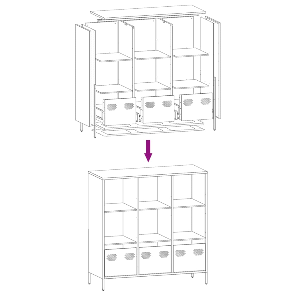 Hoge kast 101,5x39x103,5 cm staal zwart
