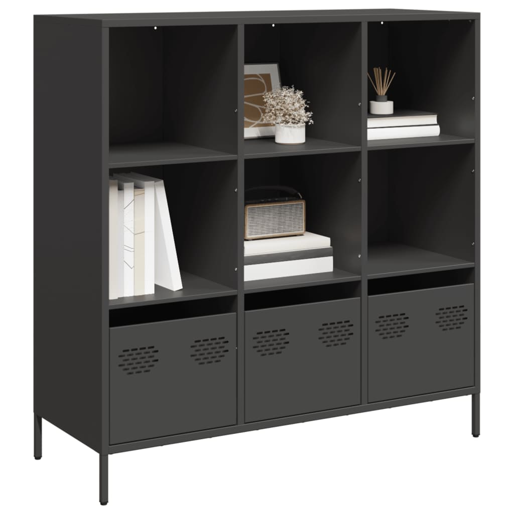 Hoge kast 101,5x39x103,5 cm staal zwart