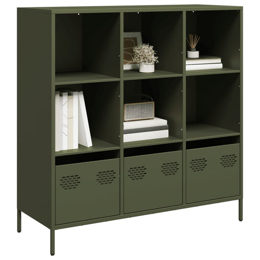 Hoge kast 101,5x39x103,5 cm staal olijfgroen
