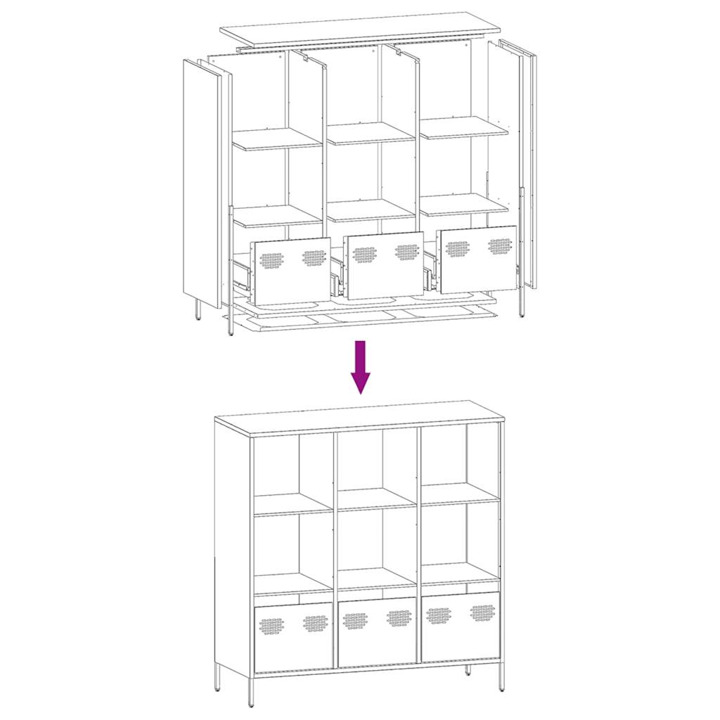 Hoge kast 101,5x39x103,5 cm staal wit