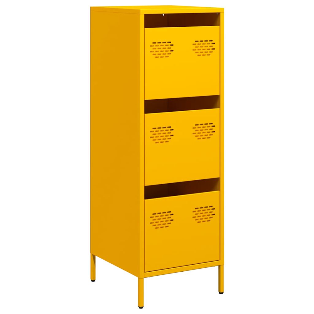 Hoge kast 39x35x103,5 cm staal mosterdgeel