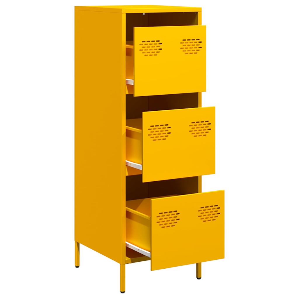 Hoge kast 39x35x103,5 cm staal mosterdgeel