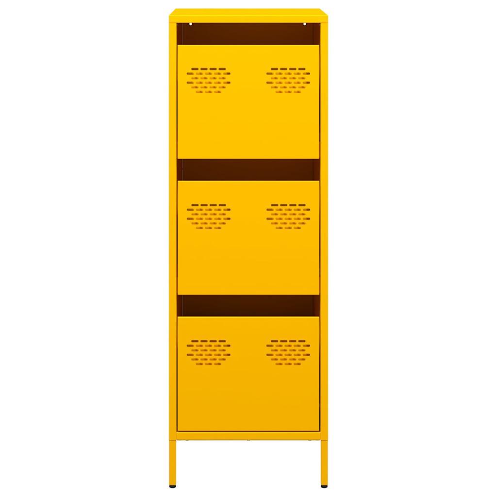 Hoge kast 39x35x103,5 cm staal mosterdgeel