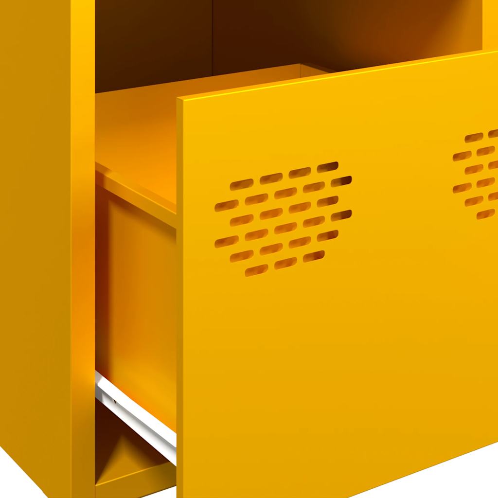 Hoge kast 39x35x103,5 cm staal mosterdgeel