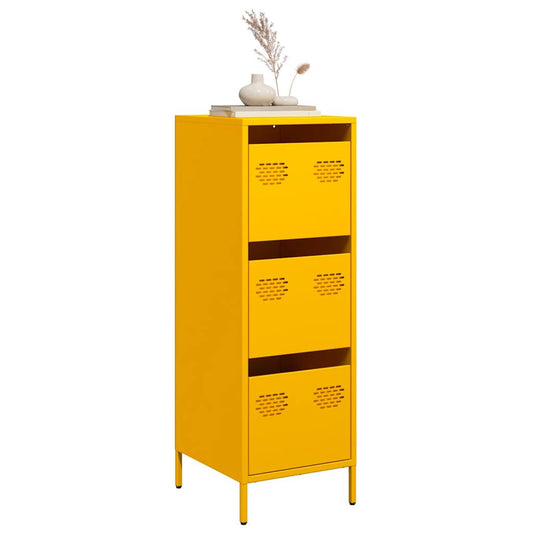Hoge kast 39x35x103,5 cm staal mosterdgeel