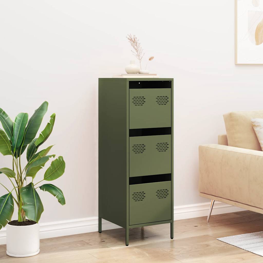 Hoge kast 39x35x103,5 cm staal olijfgroen