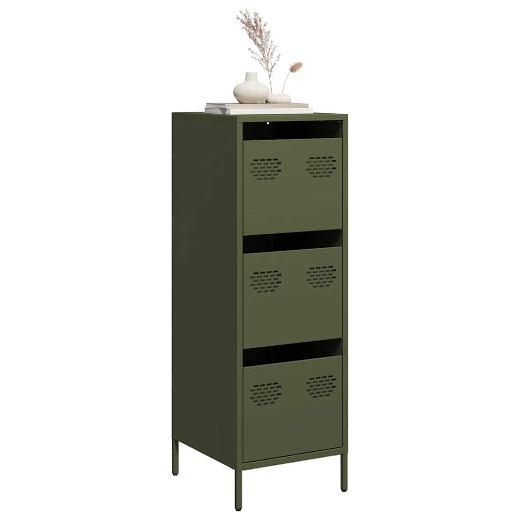 Hoge kast 39x35x103,5 cm staal olijfgroen