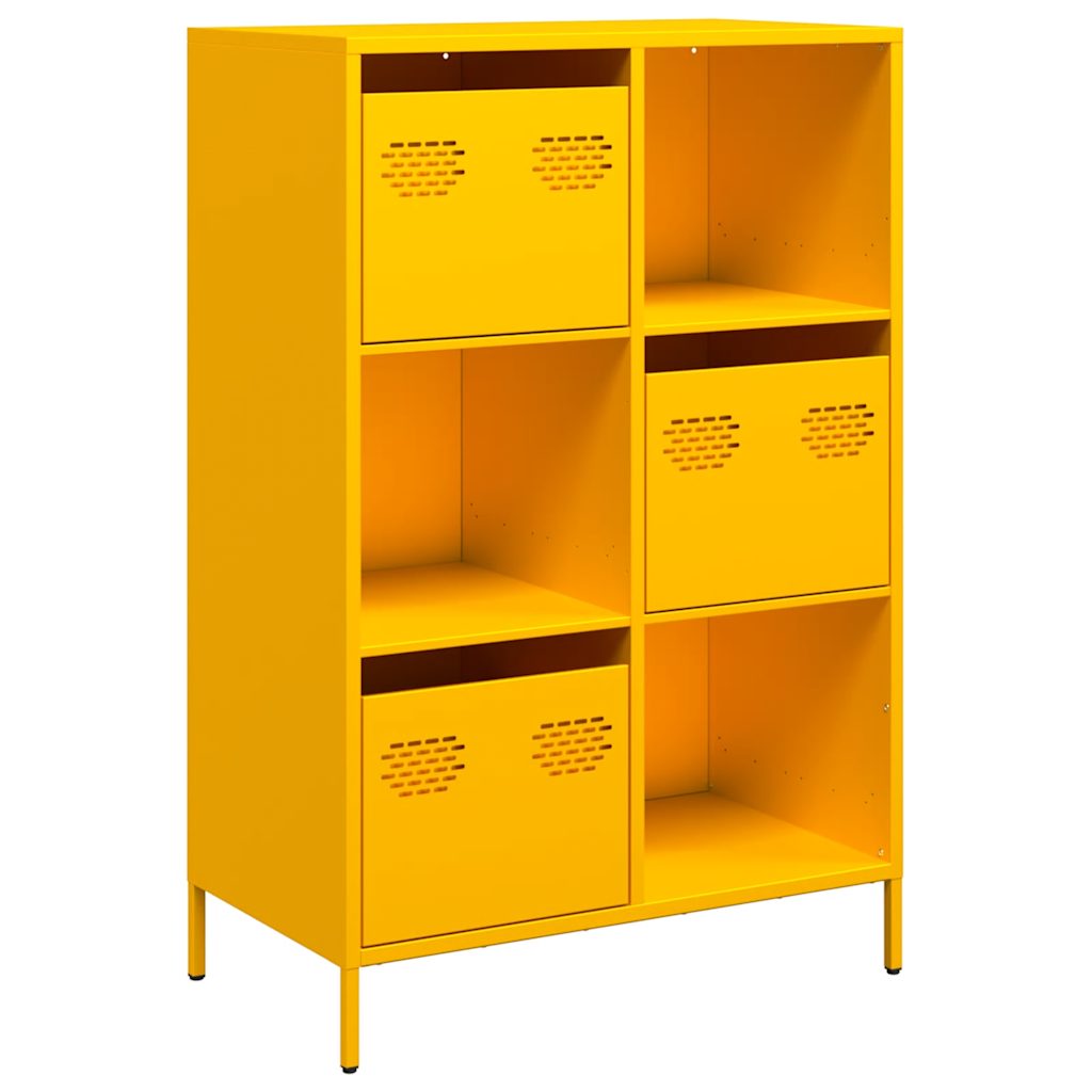 Hoge kast 68x39x103,5 cm staal mosterdgeel