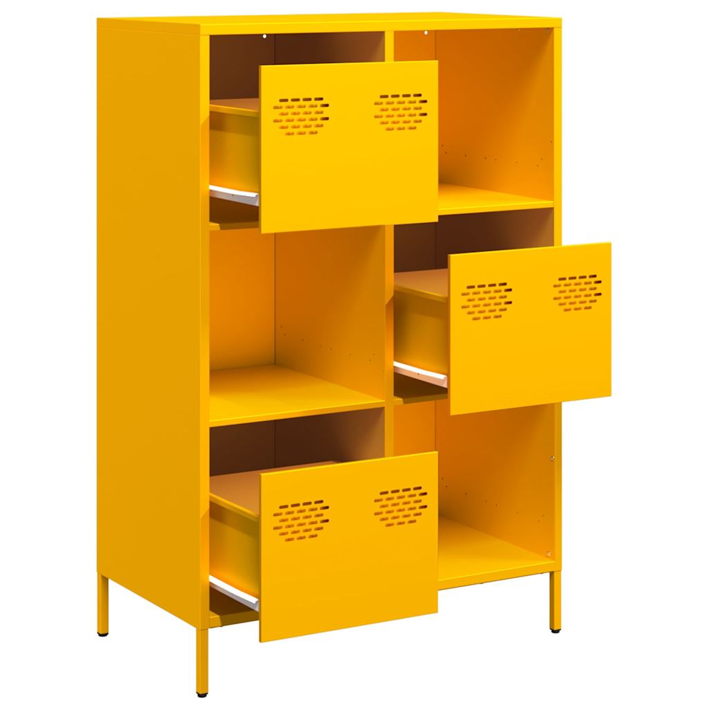 Hoge kast 68x39x103,5 cm staal mosterdgeel