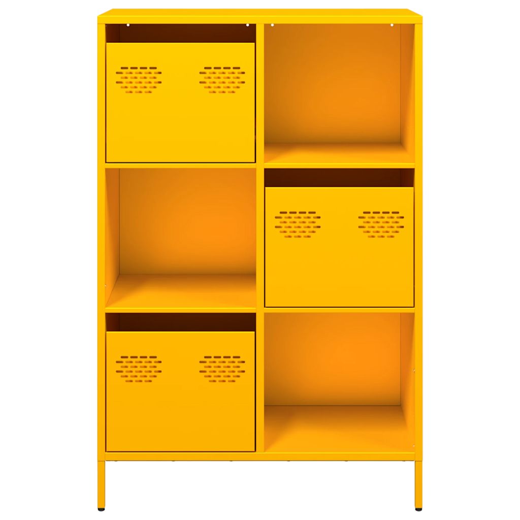 Hoge kast 68x39x103,5 cm staal mosterdgeel