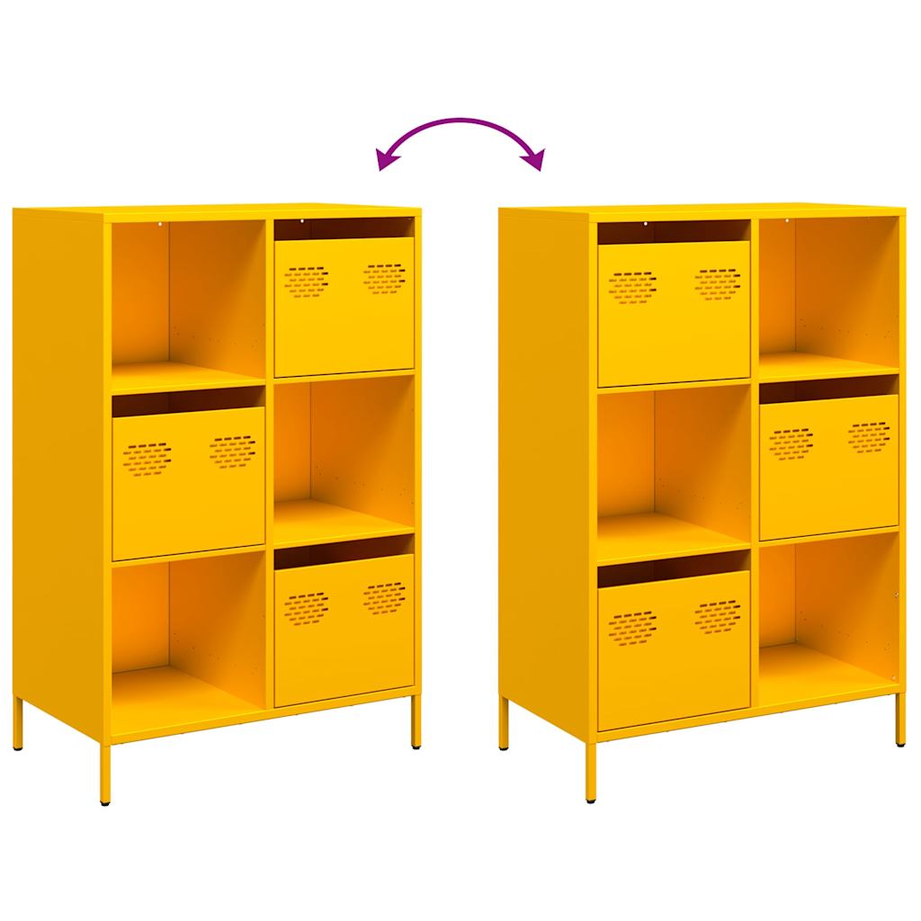 Hoge kast 68x39x103,5 cm staal mosterdgeel