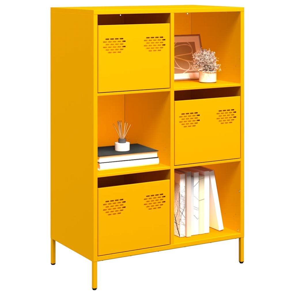 Hoge kast 68x39x103,5 cm staal mosterdgeel