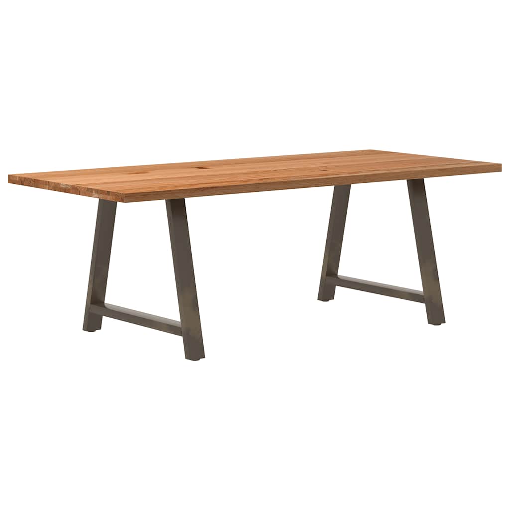 Eettafel rechthoekig 220x100x74 cm massief eikenhout lichtbruin