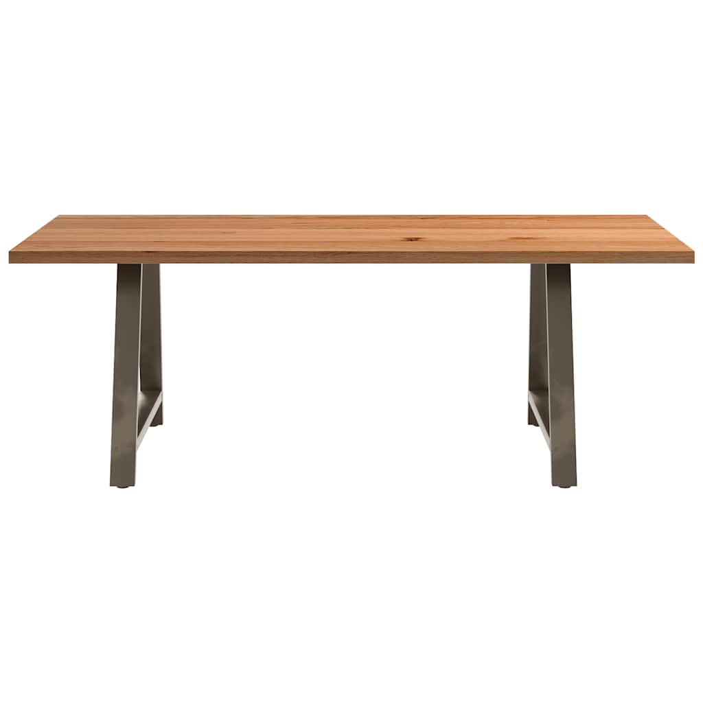 Eettafel rechthoekig 220x100x74 cm massief eikenhout lichtbruin
