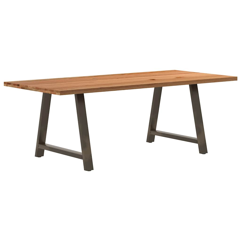 Eettafel rechthoekig 220x100x74 cm massief eikenhout lichtbruin