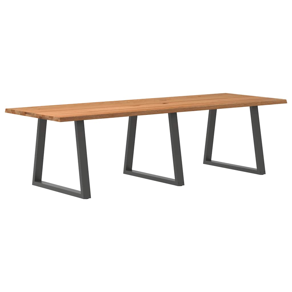 Eettafel met natuurlijke rand 280x100x74 cm massief eikenhout