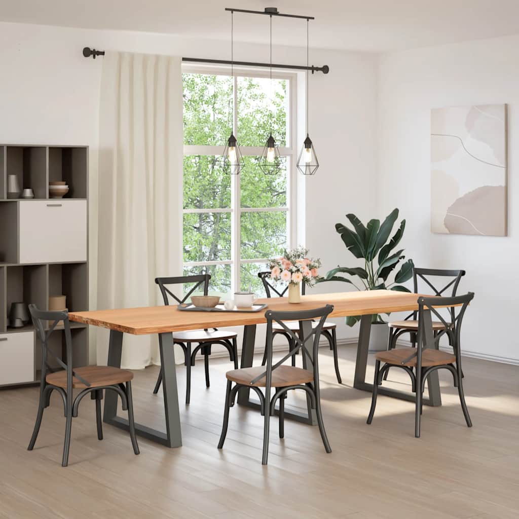 Eettafel met natuurlijke rand 280x100x74 cm massief eikenhout
