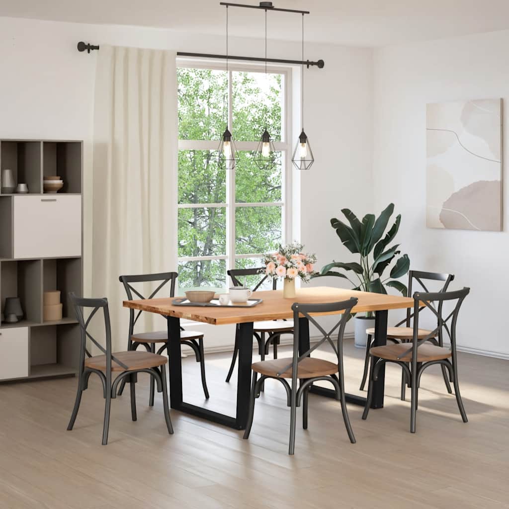 Eettafel rechthoekig 180x120x74 cm massief eikenhout