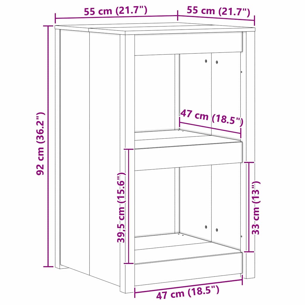 Keukenkast met plank Wit 55 x 55 x 92 cm Massief grenenhout