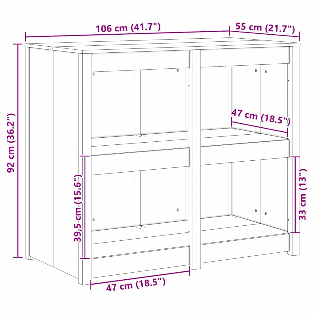 Keukenkast met plank Bruin 106 x 55 x 92 cm Massief grenenhout