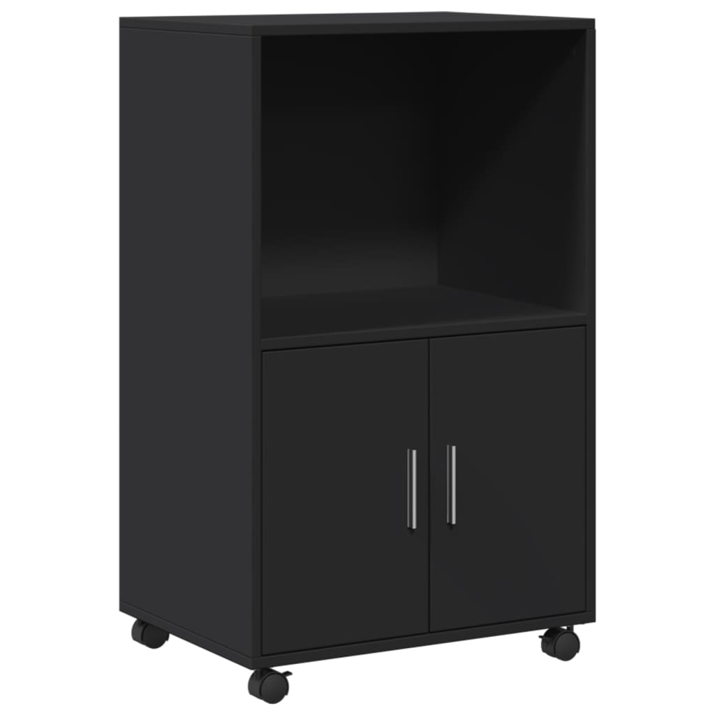 Rolkast 55x40x91 cm bewerkt hout zwart
