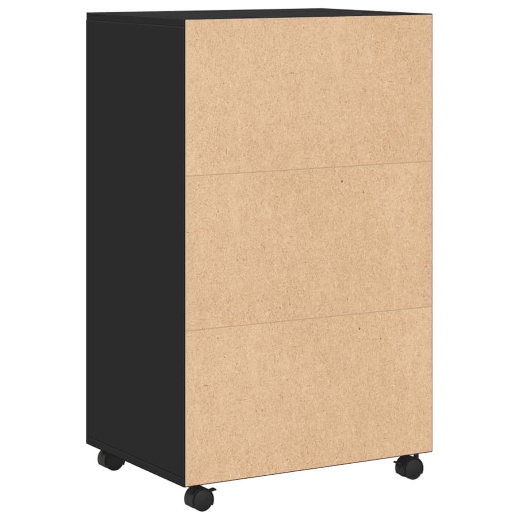 Rolkast 55x40x91 cm bewerkt hout zwart