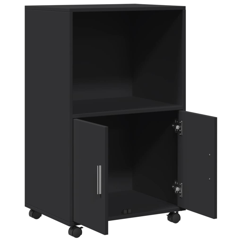 Rolkast 55x40x91 cm bewerkt hout zwart