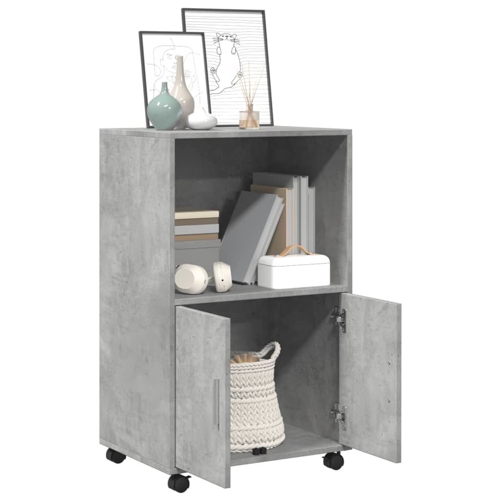 Rolkast 55x40x91 cm bewerkt hout betongrijs