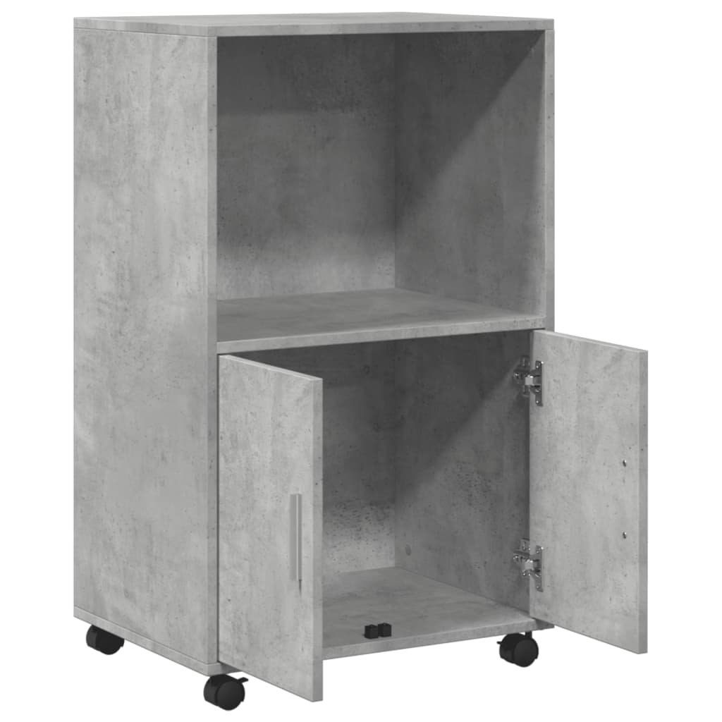 Rolkast 55x40x91 cm bewerkt hout betongrijs