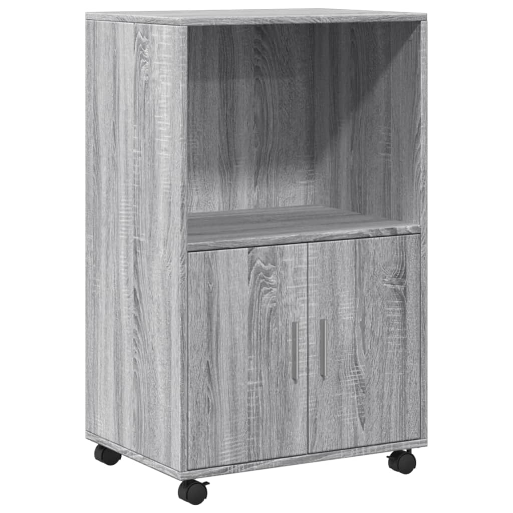 Rolkast 55x40x91 cm bewerkt hout grijs sonoma eikenkleurig