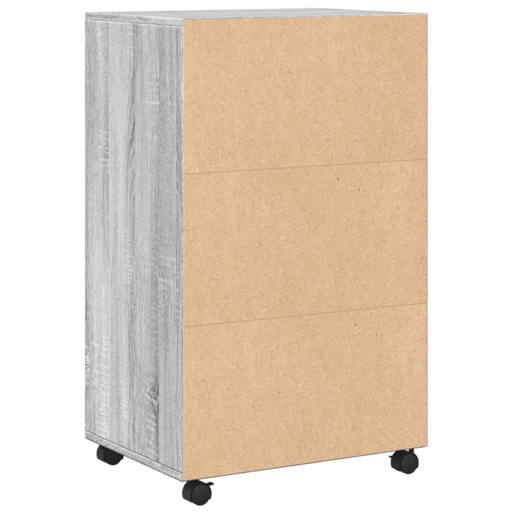 Rolkast 55x40x91 cm bewerkt hout grijs sonoma eikenkleurig