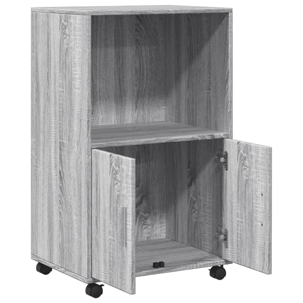 Rolkast 55x40x91 cm bewerkt hout grijs sonoma eikenkleurig