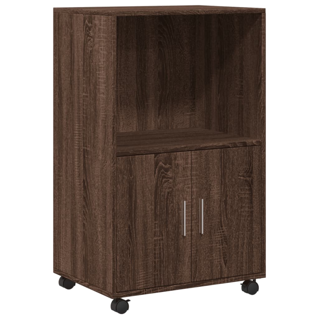 Rolkast 55x40x91 cm bewerkt hout bruin eikenkleurig