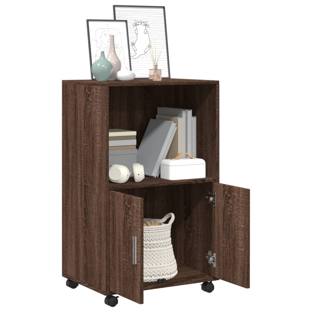 Rolkast 55x40x91 cm bewerkt hout bruin eikenkleurig