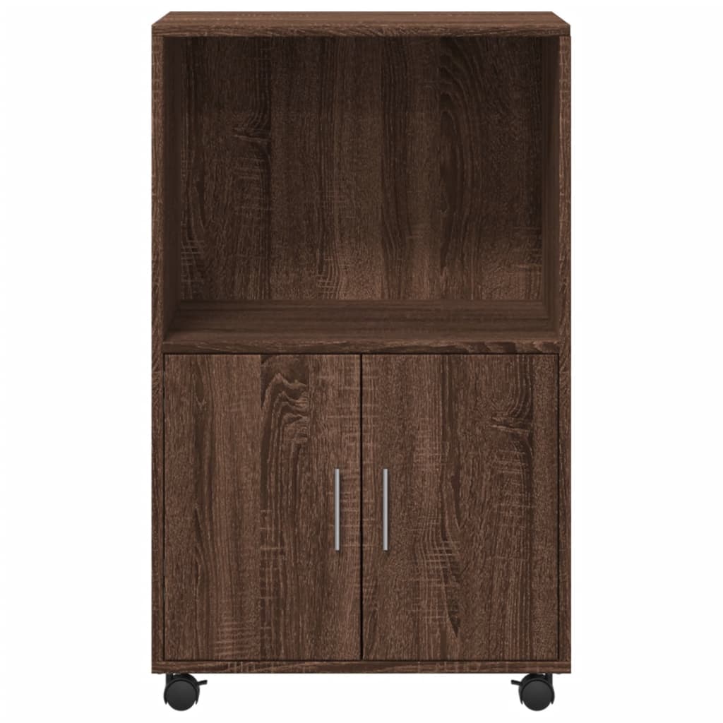Rolkast 55x40x91 cm bewerkt hout bruin eikenkleurig