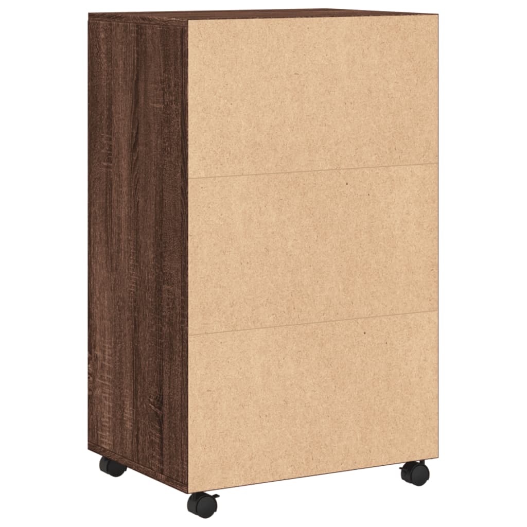 Rolkast 55x40x91 cm bewerkt hout bruin eikenkleurig
