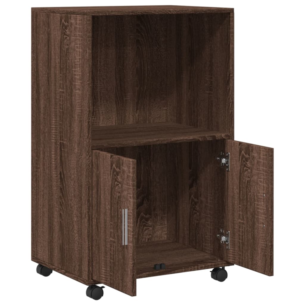 Rolkast 55x40x91 cm bewerkt hout bruin eikenkleurig